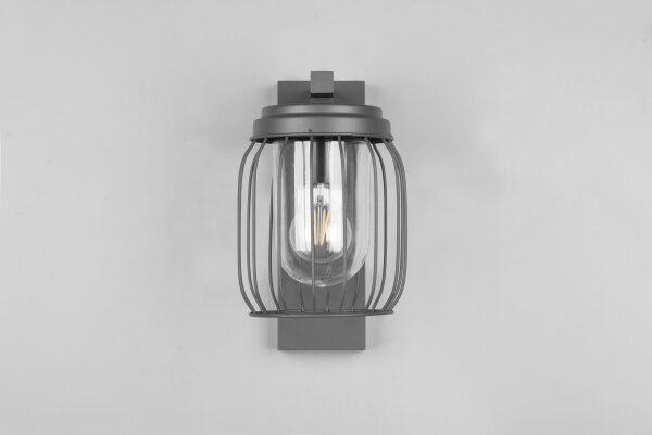 Außenlampe Wand Metall Glas Anthrazit E27 IP44 H:28 cm