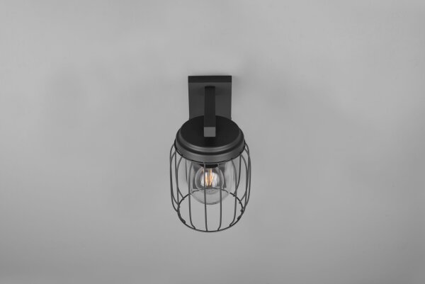 Außenlampe Wand Metall Glas Anthrazit E27 IP44 H:28 cm