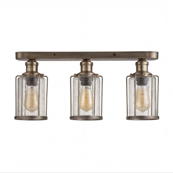 Deckenlampe Industrial 57,5 cm breit Messing antik 3-flammig E27