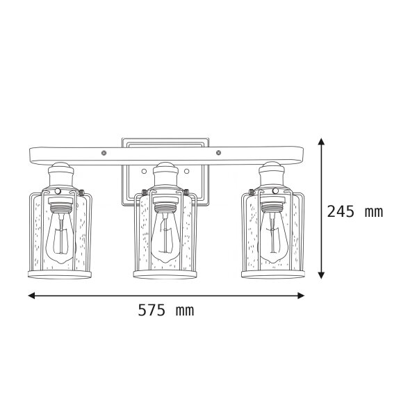 Deckenlampe Industrial 57,5 cm breit Messing antik 3-flammig E27