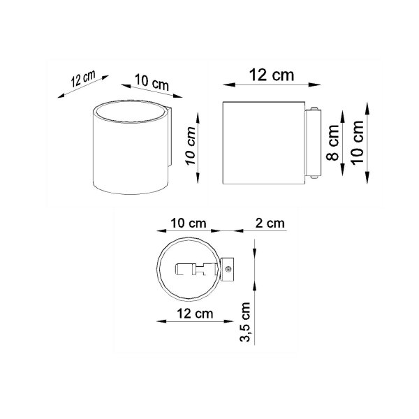 Beton Wandleuchte Up Down rund H: 10 cm klein G9 LED