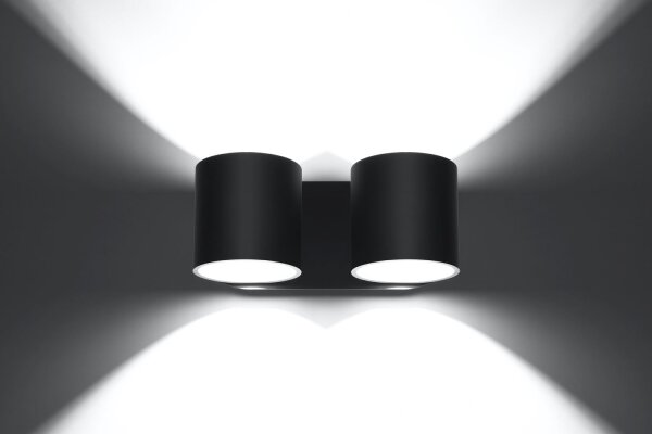Metall Wandleuchte Schwarz B:26cm H:12cm Modern 2x G9