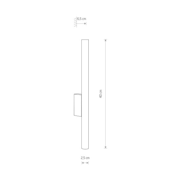Schmale Wandleuchte Schwarz Up Down H:40cm Metall 2x G9