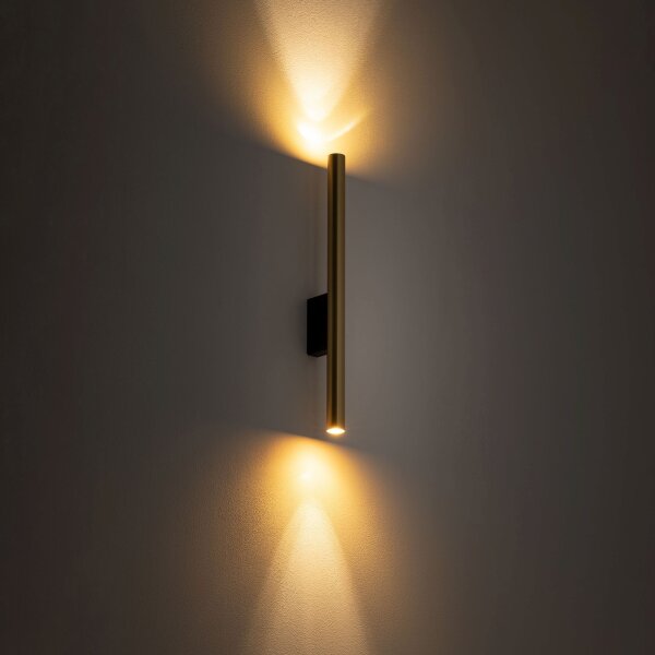 Schmale Wandleuchte Messing Up Down H:40cm Metall 2x G9