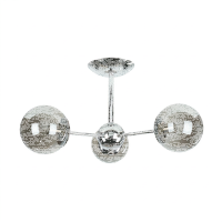 Deckenleuchte Metall Rauchglas B: 48 cm Chrom 3x E27 Retro