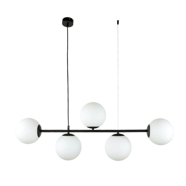 Moderne Hängelampe Glas Metall Schwarz Weiß E27