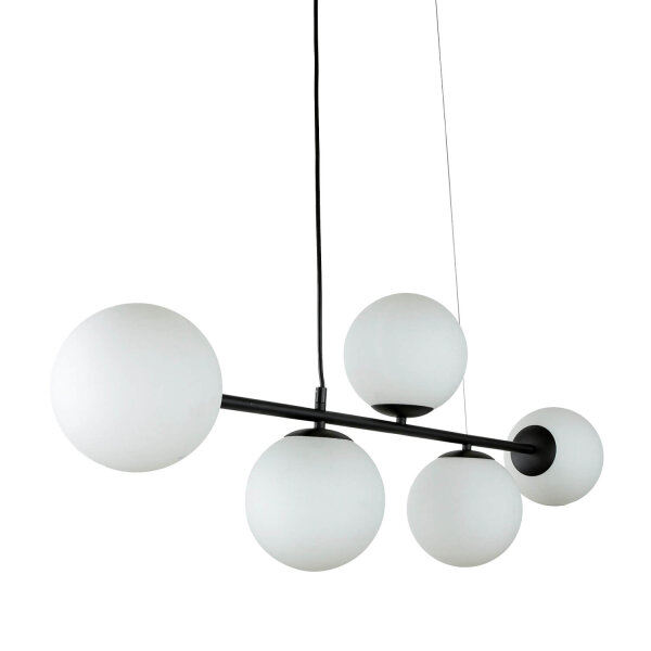 Moderne Hängelampe Glas Metall Schwarz Weiß E27