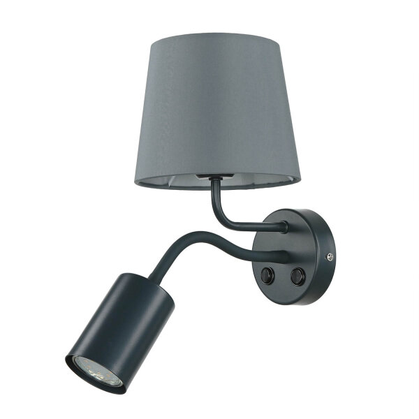 Graue Wandleuchte mit extra GU10 Leselicht Ø19cm