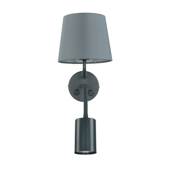 Graue Wandleuchte mit extra GU10 Leselicht Ø19cm