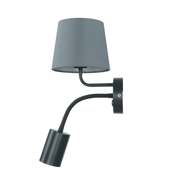 Graue Wandleuchte mit extra GU10 Leselicht Ø19cm
