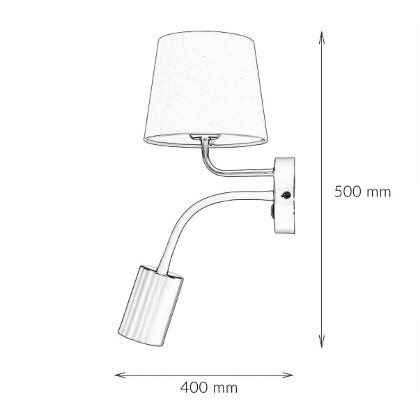 Graue Wandleuchte mit extra GU10 Leselicht Ø19cm