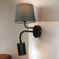 Graue Wandleuchte mit extra GU10 Leselicht Ø19cm