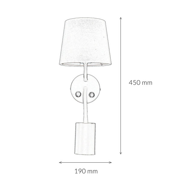 Wandlampe Weiß E27 mit Leselampe verstellbar GU10