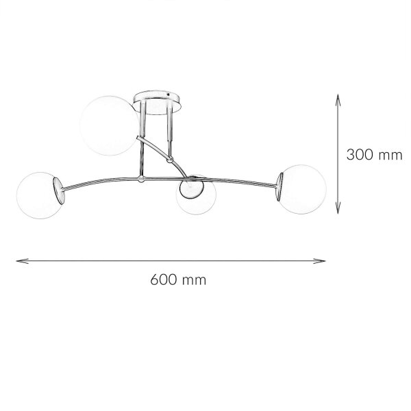 Deckenlampe Modern Schwarz Weiß Kugel Schirm 4x E14