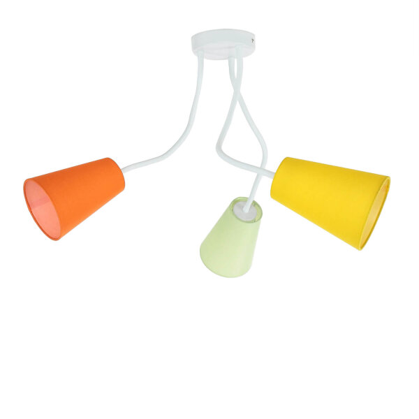 Bunte Deckenlampe 3-flmg Orange Gelb Grün flexibel