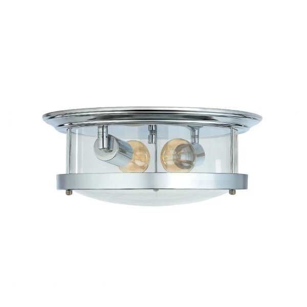 Deckenlampe IP44 Ø 40 cm Chrom rund 2x E27 Glas Metall Bad