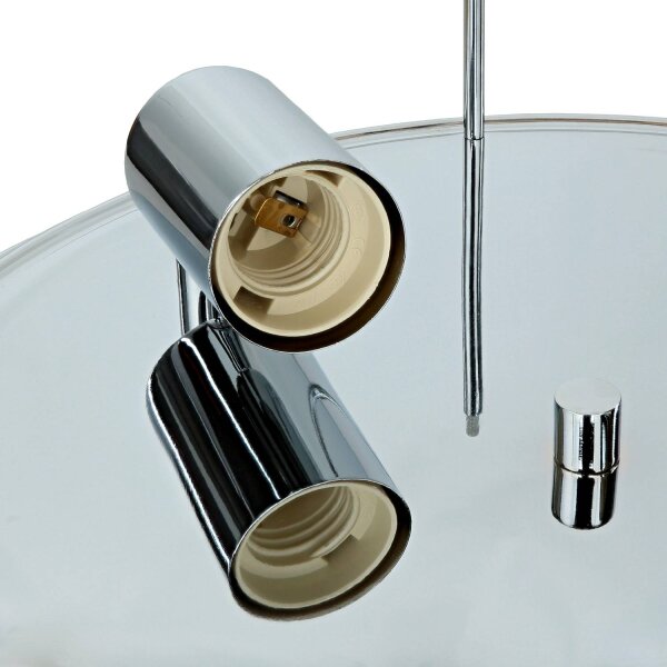 Deckenlampe IP44 Ø 40 cm Chrom rund 2x E27 Glas Metall Bad
