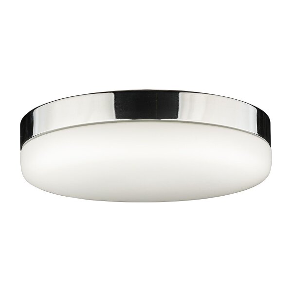Deckenlampe rund D: 32 cm Glas Metall blendarm Chrom Weiß