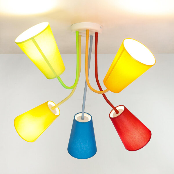 Deckenlampe Kinderzimmer B: 70 m flexibel 5x E27 bunt