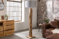 Standleuchte 160cm Modern Teak Holz Leinen