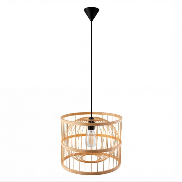 Pendelleuchte Bambus Korbschirm Ø 30 cm rund E27 Boho