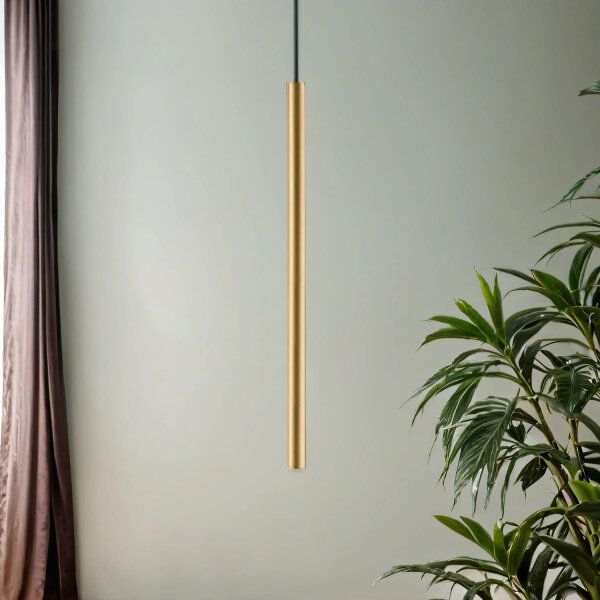 Pendelleuchte Ø 2,5 cm G9 in Gold matt Zylinder schmal