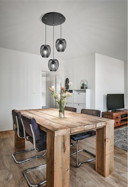 Pendelleuchte Schwarz Metall E27 L:50 cm rund