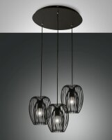 Pendelleuchte Schwarz Metall E27 L:50 cm rund