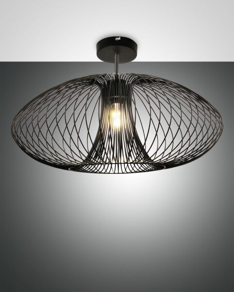 Deckenleuchte Schwarz Metall B:60 cm E27 Modern rund