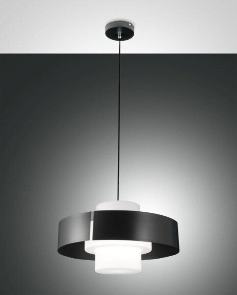 Pendelleuchte Anthrazit E27 Glas rund Ø45 cm Schwarz
