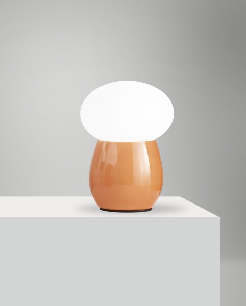 Tischleuchte Bernstein E27 Glas Weiß H:30 cm dekorativ