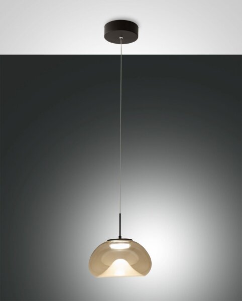 LED Hängelampe Cognac 2700/3000/4000K Glas Schwarz rund