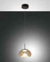 LED H&auml;ngelampe Cognac 2700/3000/4000K Glas Schwarz rund