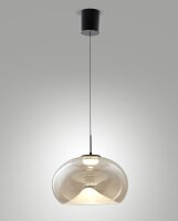 LED H&auml;ngelampe Cognac 2700/3000/4000K Schwarz Glas rund