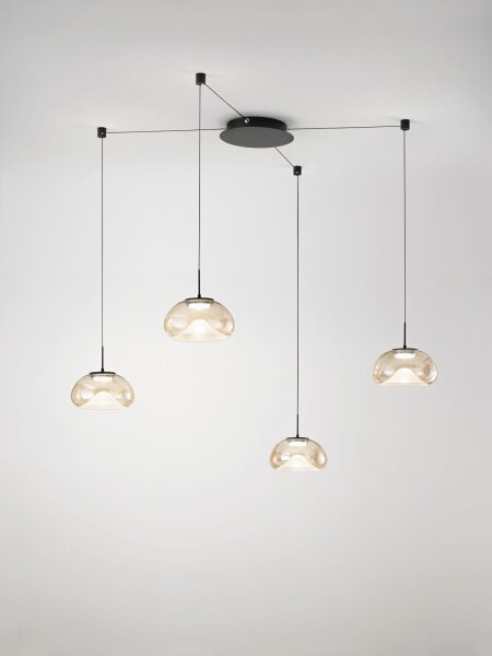 LED Hängelampe Glas Cognac 2700/3000/4000K Schwarz