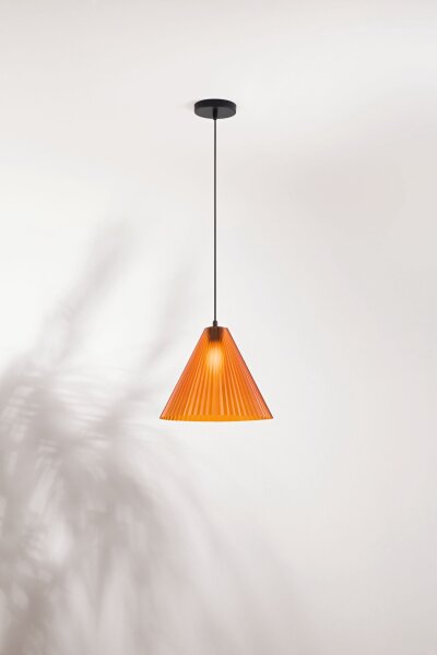 Pendelleuchte Orange Metall E27 Schwarz Ø31,6 cm rund