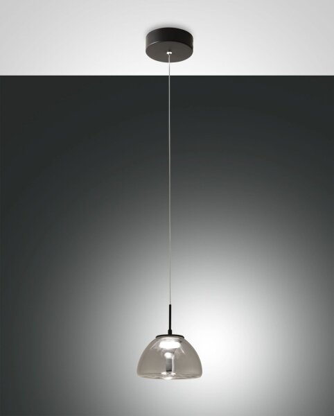 LED Hängelampe Rauchglas 2700/3000/4000K Schwarz Ø16 cm