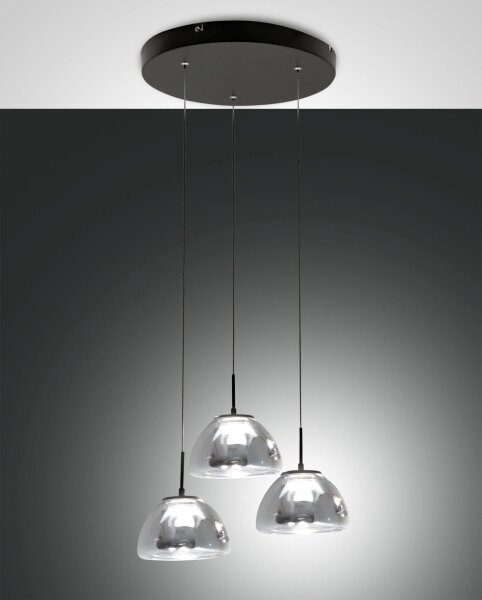 LED Hängelampe Schwarz 2700/3000/4000K Rauchglas