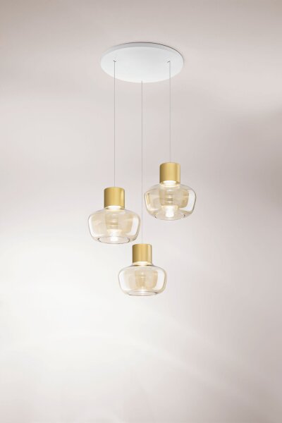 LED Pendelleuchte Cognac 3000K Glas Weiß L:35 cm