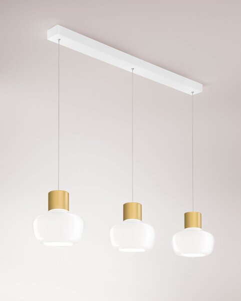 LED Hängelampe Glas Metall 3000K Weiß L:92 cm Modern