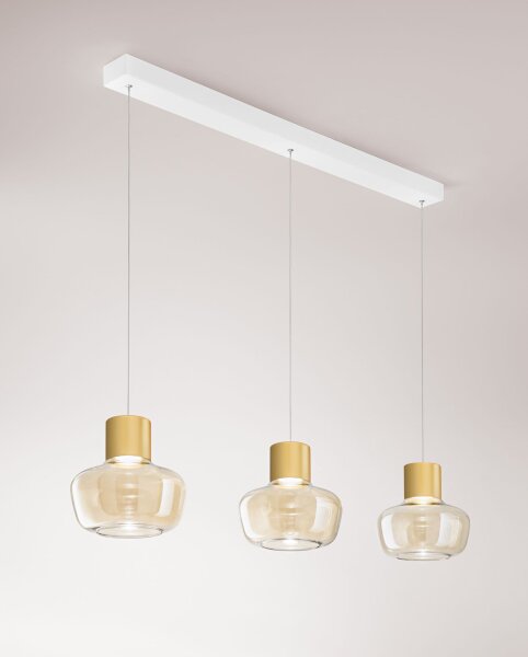 LED Pendelleuchte Cognac 3000K Glas Weiß dimmbar