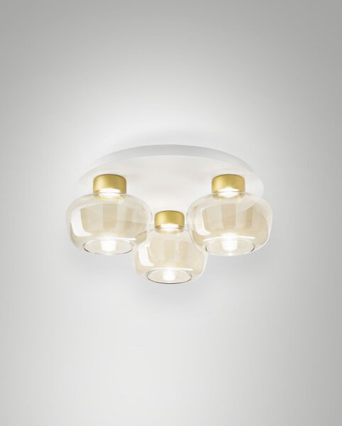 LED Deckenleuchte Cognac 3000K Glas Weiß L:51 cm