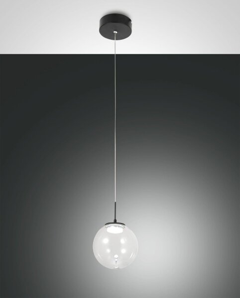 LED Hängelampe Glas 2700/3000/4000K Schwarz Ø15 cm rund