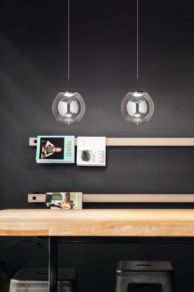 LED Pendelleuchte Glas 2700/3000/4000K Schwarz Ø25 cm