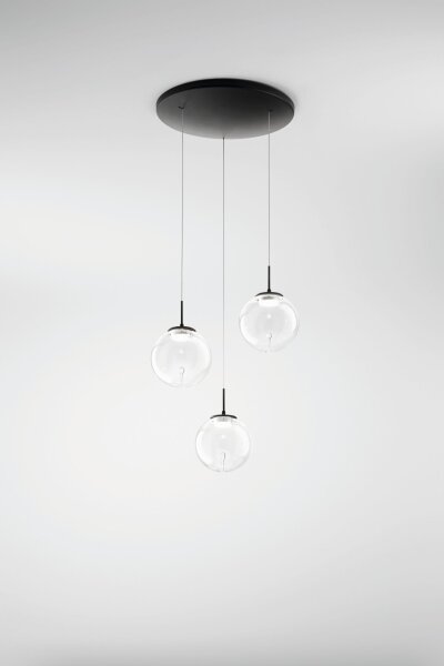 LED Hängelampe Glas 2700/3000/4000K Schwarz Ø35 cm rund