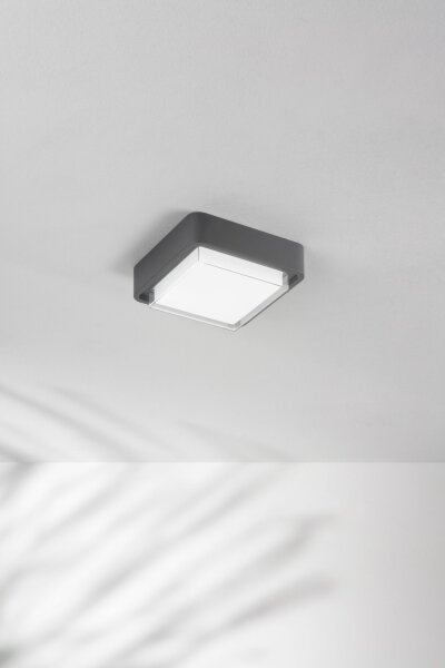 LED Deckenleuchte Aluminium IP65 3000K Dunkelgrau
