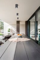 Deckenleuchte Aluminium IP54 Dunkelgrau Glas E27