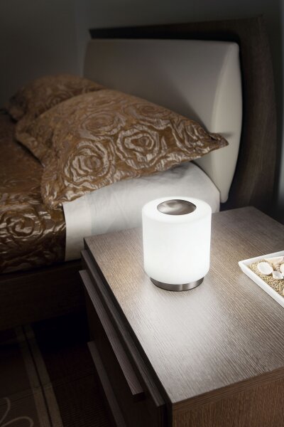 LED Tischleuchte Glas Metall 3000K Weiß 14 cm Nickel