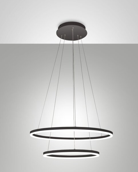 LED Hängelampe IP40 3000K Metall Ø60 cm Schwarz rund