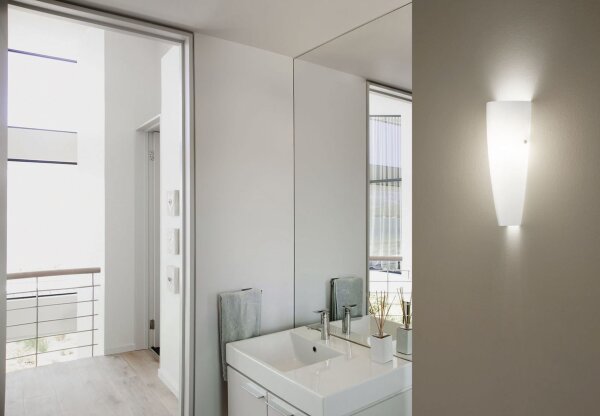 Wandleuchte Glas Metall E27 Weiß H:36 cm blendarm
